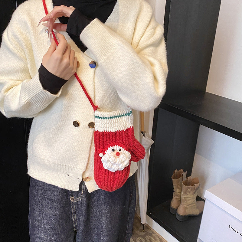 Cute Glove-Shaped Knitted Crossbody Bag