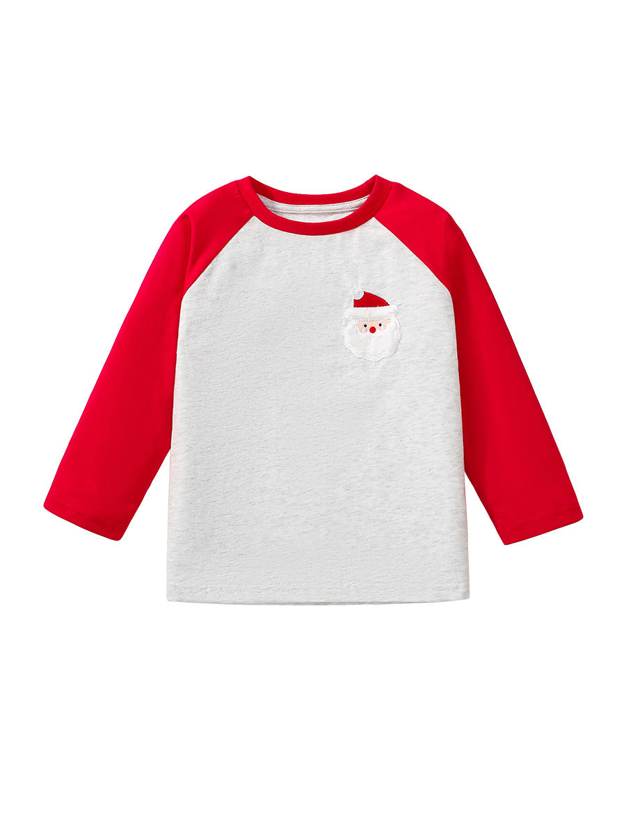 Arrival Autumn Kids’ Christmas Cartoon Pattern Logo Long Sleeves T-Shirt In European And American Style