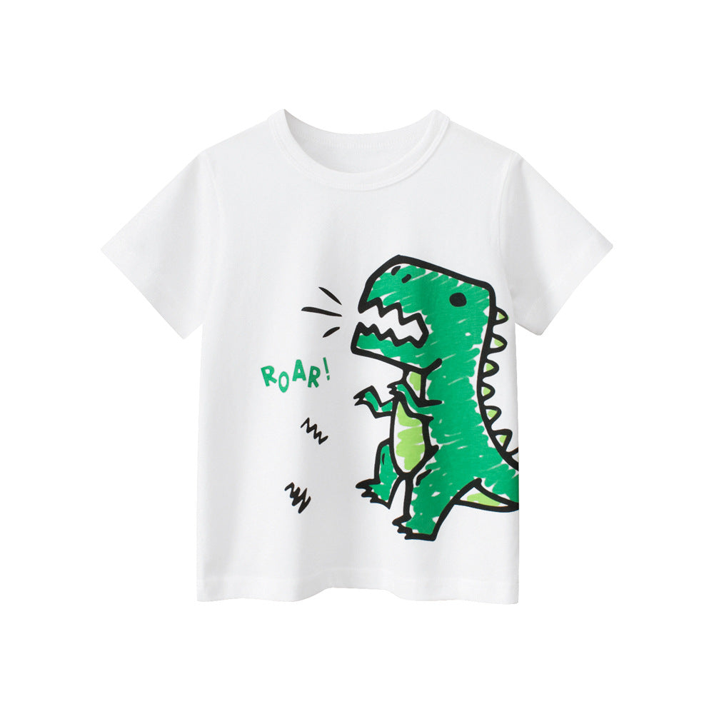 Boys’ Cartoon Dinosaur Pattern T-Shirt In European And American Style