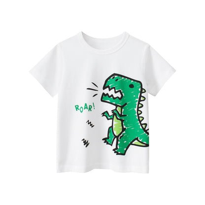 Boys’ Cartoon Dinosaur Pattern T-Shirt In European And American Style