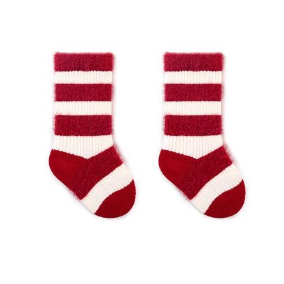 Warm Boneless Children’s Fleece-lined Socks for Autumn and Winter, Thickened and Festive Red