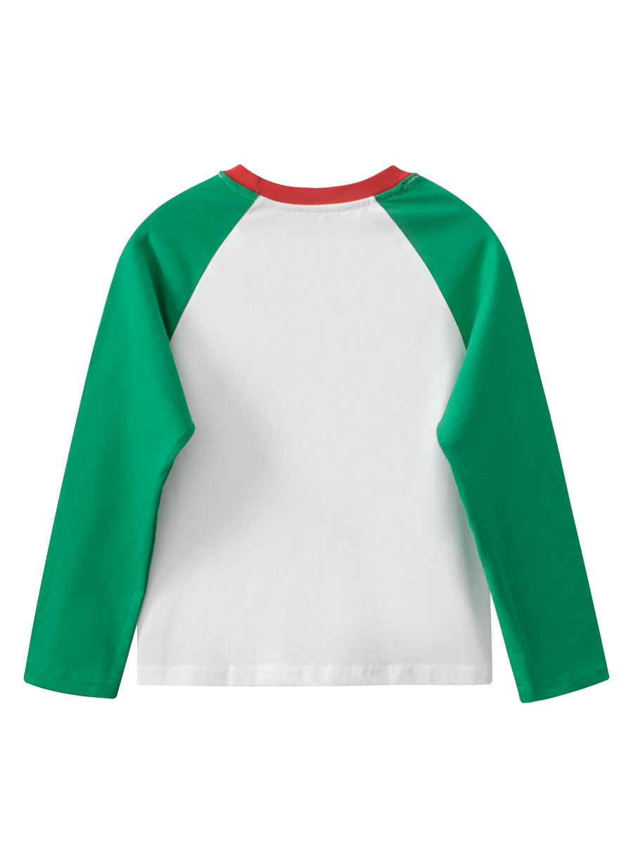 Autumn New Arrival Kids Strawberry Print Crew Neck Long Sleeves Color Patchwork Sweatshirt