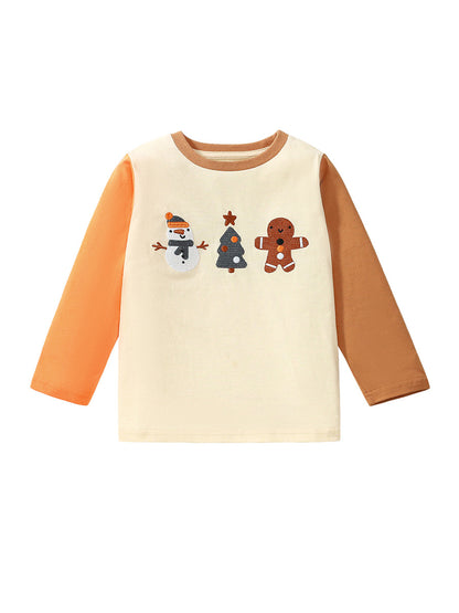 Arrival Autumn Kids’ Christmas Cartoon Pattern Long Sleeves T-Shirt In European And American Style