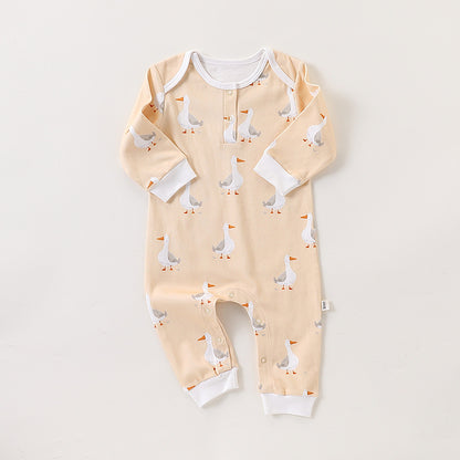 Autumn and Spring New Arrival Baby Unisex Simple Animals Cartoon Pattern Long Sleeves Rompers