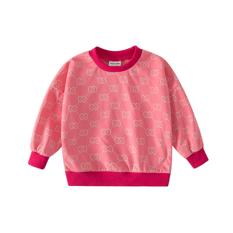 Autumn New Arrival Baby Kids Girls Comfortable Geometric Pattern Knitted Long Sleeves Sweater