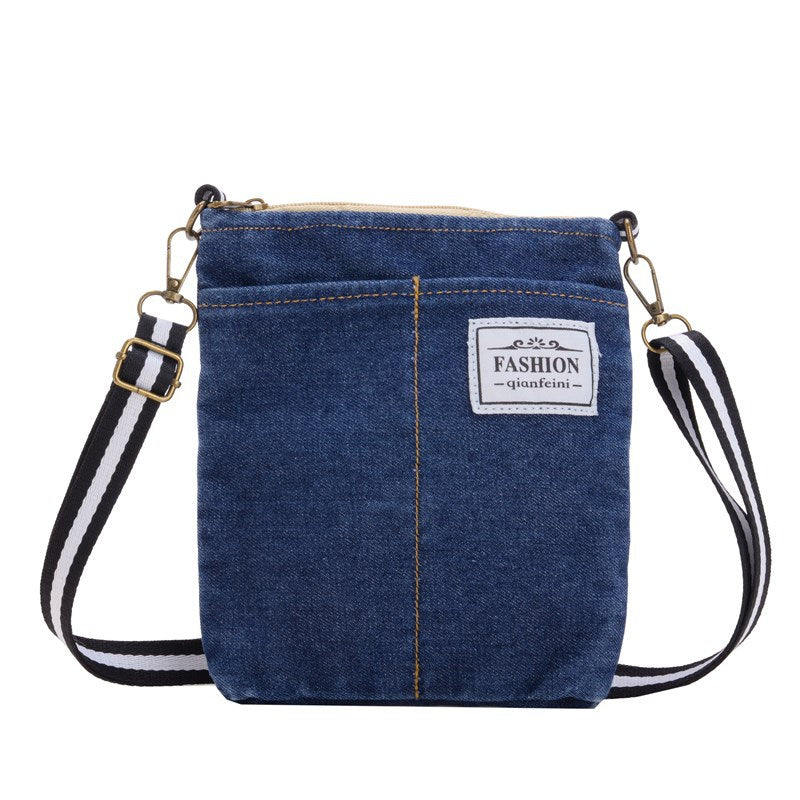 Trendy Cool Denim Children’s Fashion Patched Letter Small Square Bag