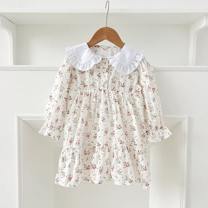 Spring Baby Girls French-style Floral Long-sleeved Onesies and Dress – Princess Sister Matching Set