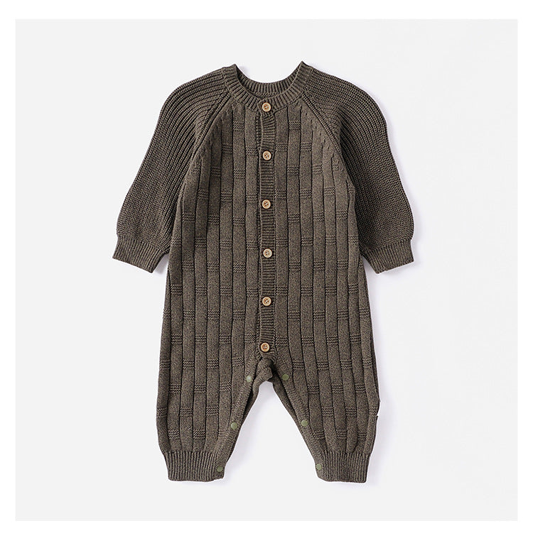 Autumn and Spring New Arrival Baby Unisex Simple Solid Color Long Sleeves Casual Thick Knitted Rompers