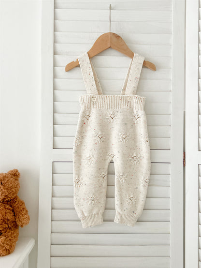 Arrival Autumn Baby Long Sleeves Solid Color Knitted Cardigan and Sleeveless Strap Rompers – Clothing Set