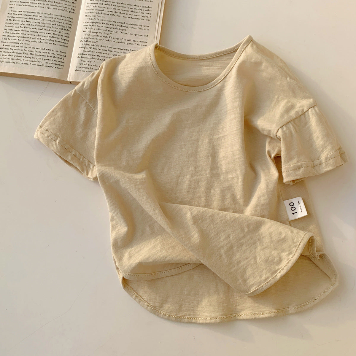 New Arrival Baby Kids Crew Neck Short Sleeves Solid Color Casual Breathable Top T-Shirt