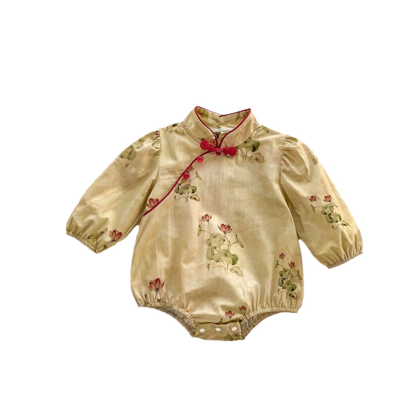 Autumn New Arrival Baby Girls Long Sleeves Flowers Pattern Stand Collar Onesies