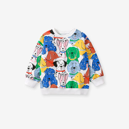 Arrival Baby Kids Girls Vivid Colorful Dogs Print Non-Zipper Pullover