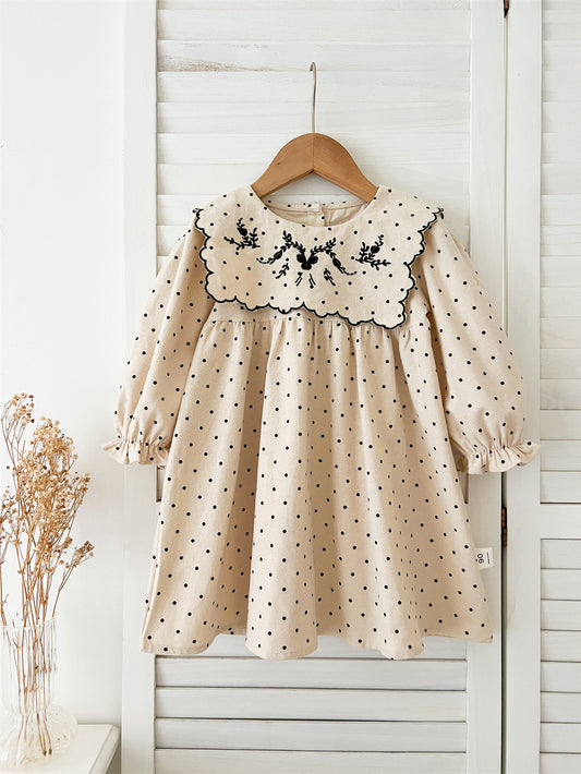 Arrival Baby Girls Long Sleeves Dots Pattern Dress