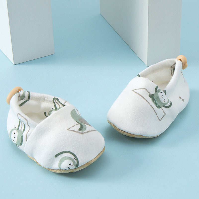 Summer Hot Selling Baby Simple Cartoon Print Soft Sole Anti-slip Shoes with Cotton Fabric