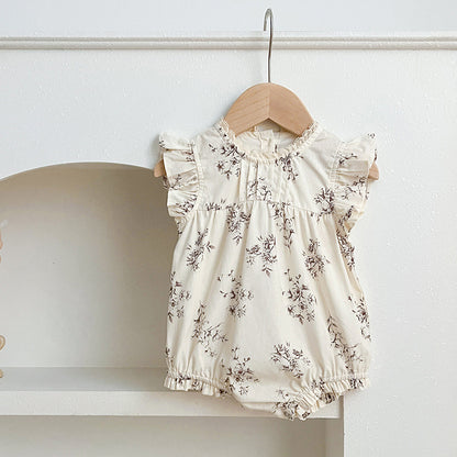 Conjunto de verano para niñas y bebés con estampado floral de enredaderas, sin mangas, cuello redondo y vestido para niñas: conjunto a juego de princesa y hermana 