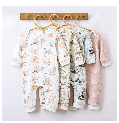 Autumn and Spring New Arrival Baby Unisex Animals Pattern Long Sleeves Crew Neck Rompers