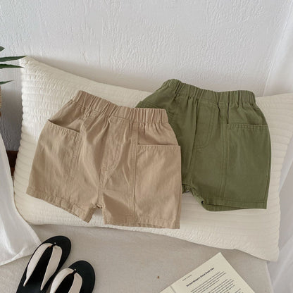 Pantalones cortos utilitarios de color sólido, informales, versátiles, para niños, recién llegados en verano 