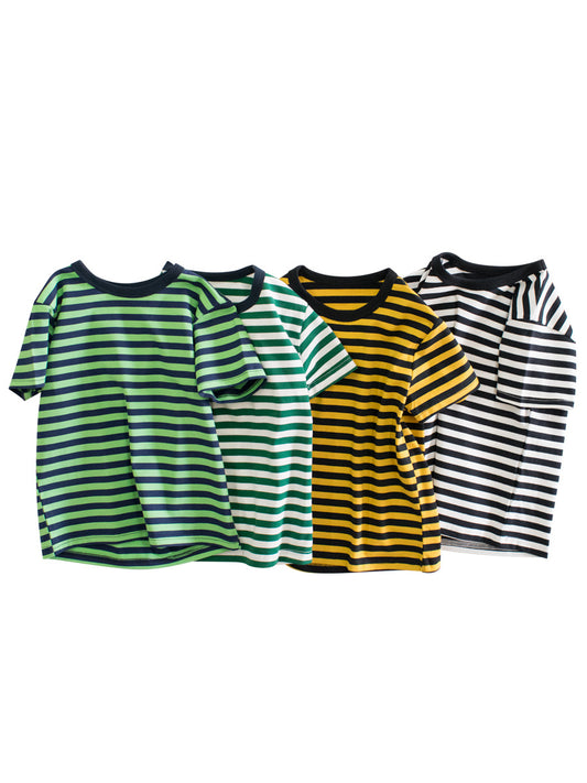 Boys’ Striped Pattern Casual T-Shirt In European And American Style