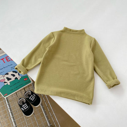 Autumn Baby Kids Unisex Plain Long Sleeves Turtle Neck Cozy Fleece Base Layer Top