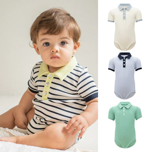 Spring New Arrival Baby Unisex Long Sleeves Polo Design Onesies Bodysuits