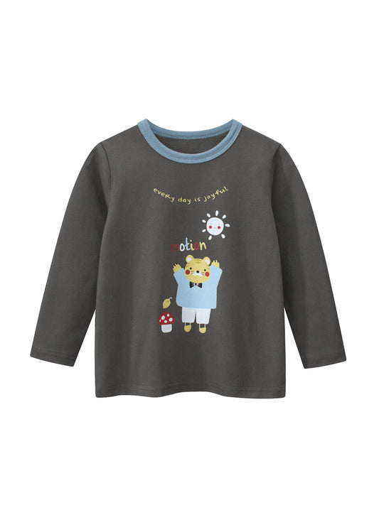 Arrival Kids Girls Cartoon Print Crew Neck Long Sleeves Cute Shirt