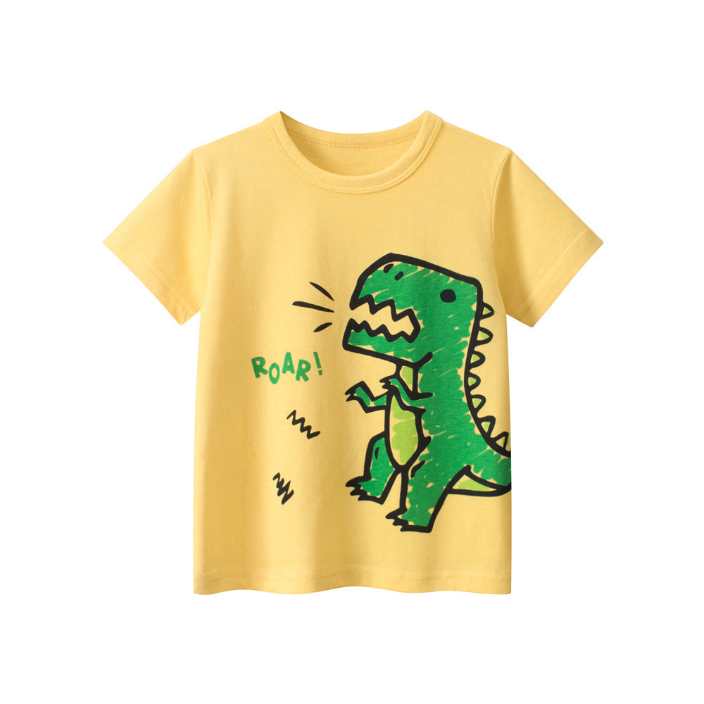 Boys’ Cartoon Dinosaur Pattern T-Shirt In European And American Style