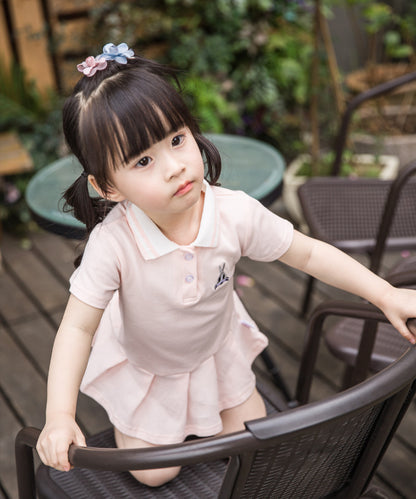 Summer Baby Girls Hot Selling Short Sleeves Turn-Down Collar Sport Polo Design Dress