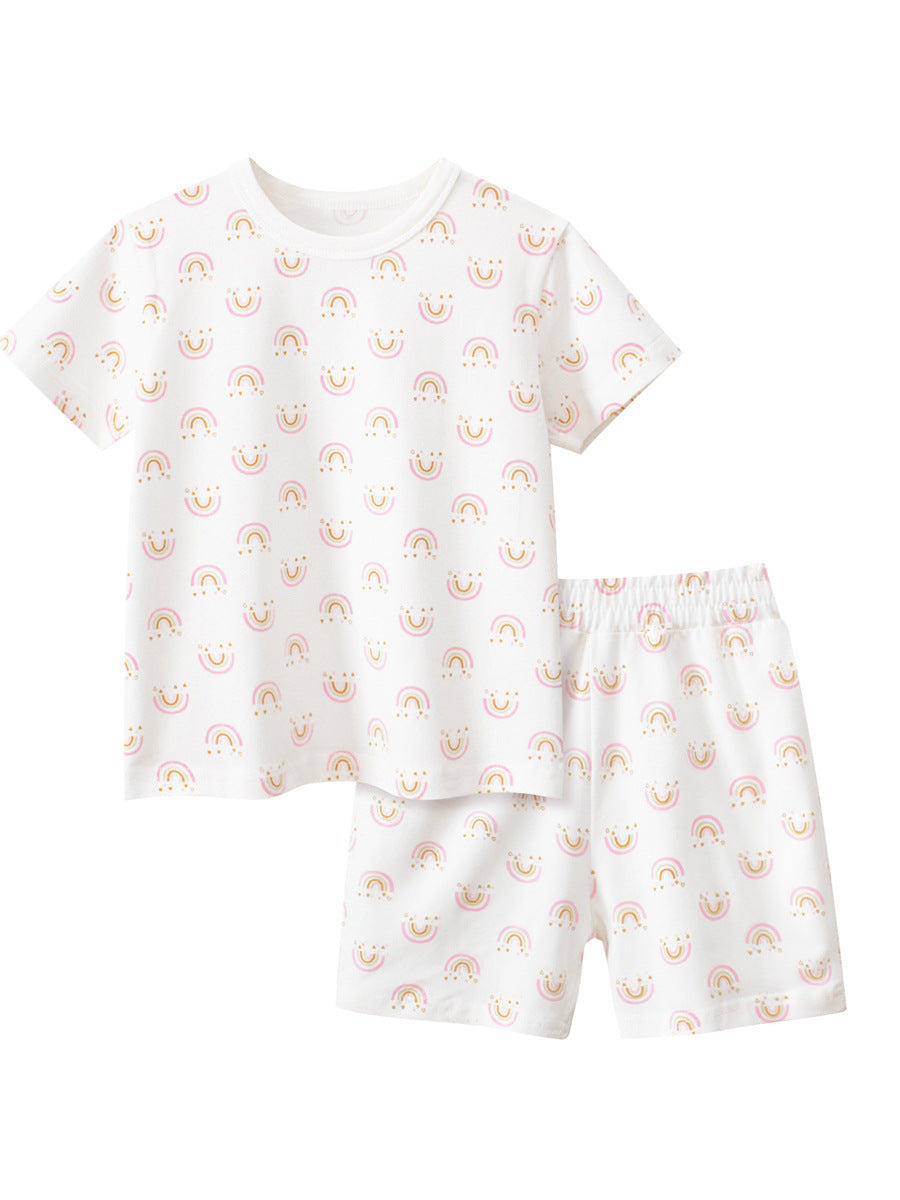 Summer Baby Kids Girls Cartoon Print T-shirt and Shorts Clothing Set