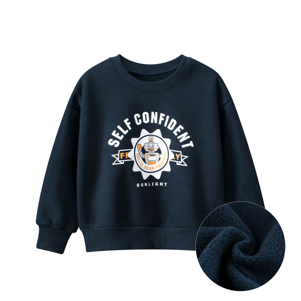 Baby Boy Kids Letters Pattern Crew Neck Long Sleeves Warm Cozy Pullover