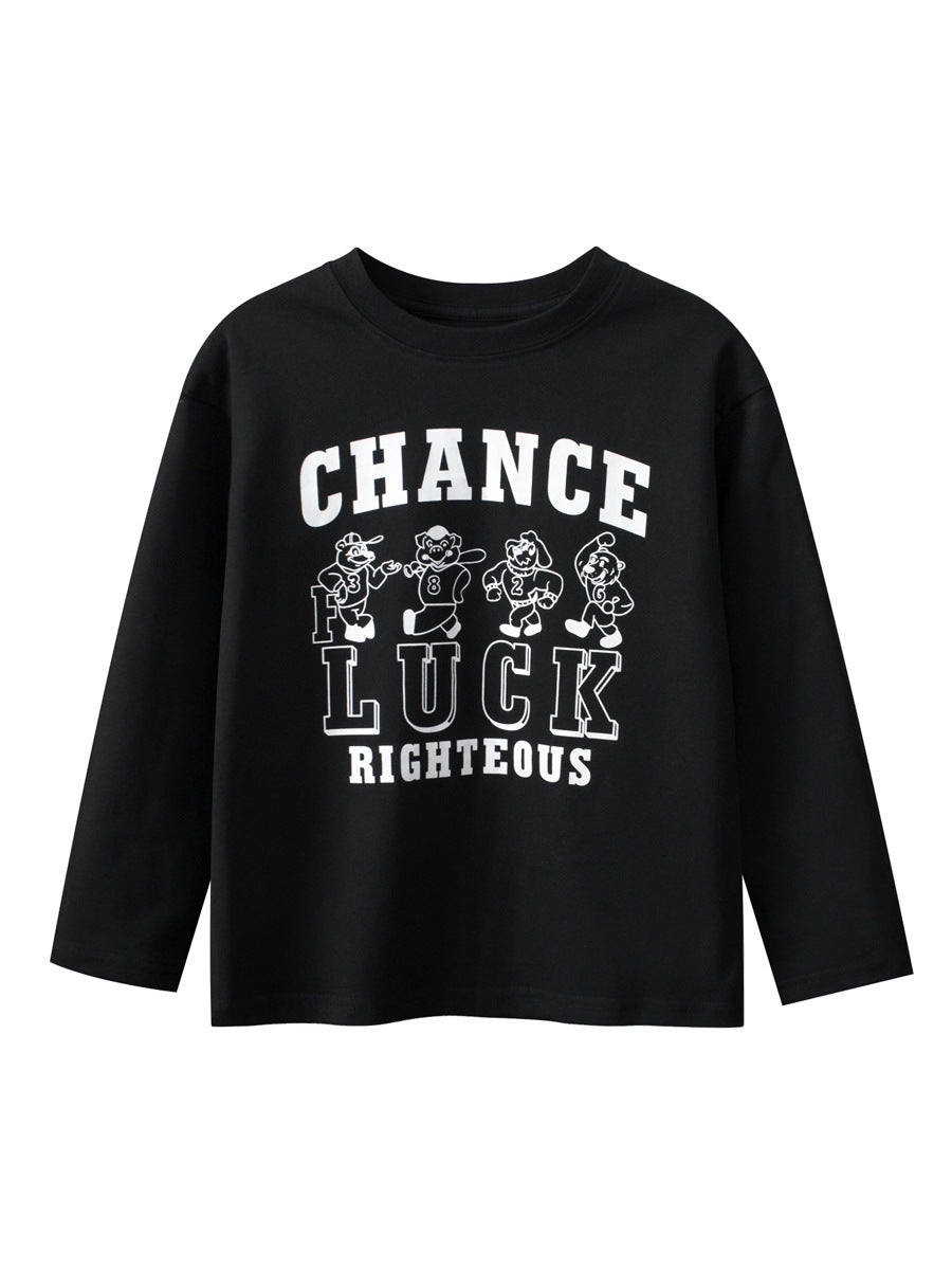 Autumn New Arrival Kids Boys Letters and Cartoon Print Crew Neck Long Sleeves Shirt