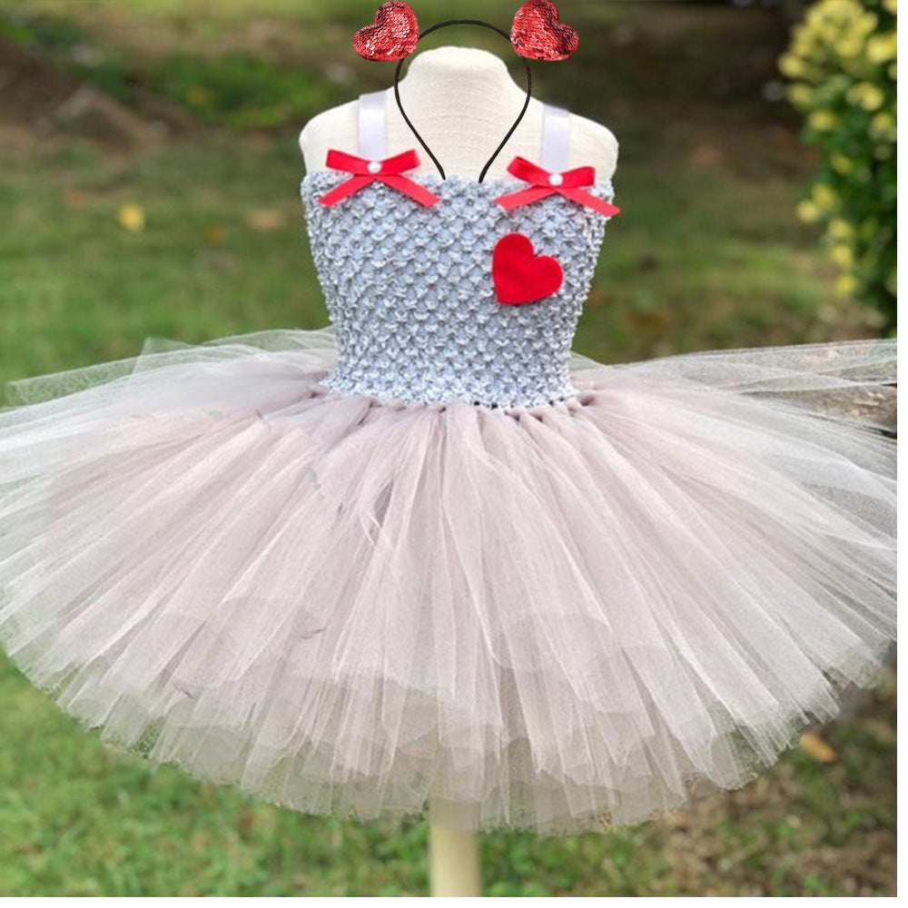 Conjunto de disfraz de Halloween para niñas: vestido de tul con estampado de espiga sin mangas y parches con accesorios – Conjuntos 