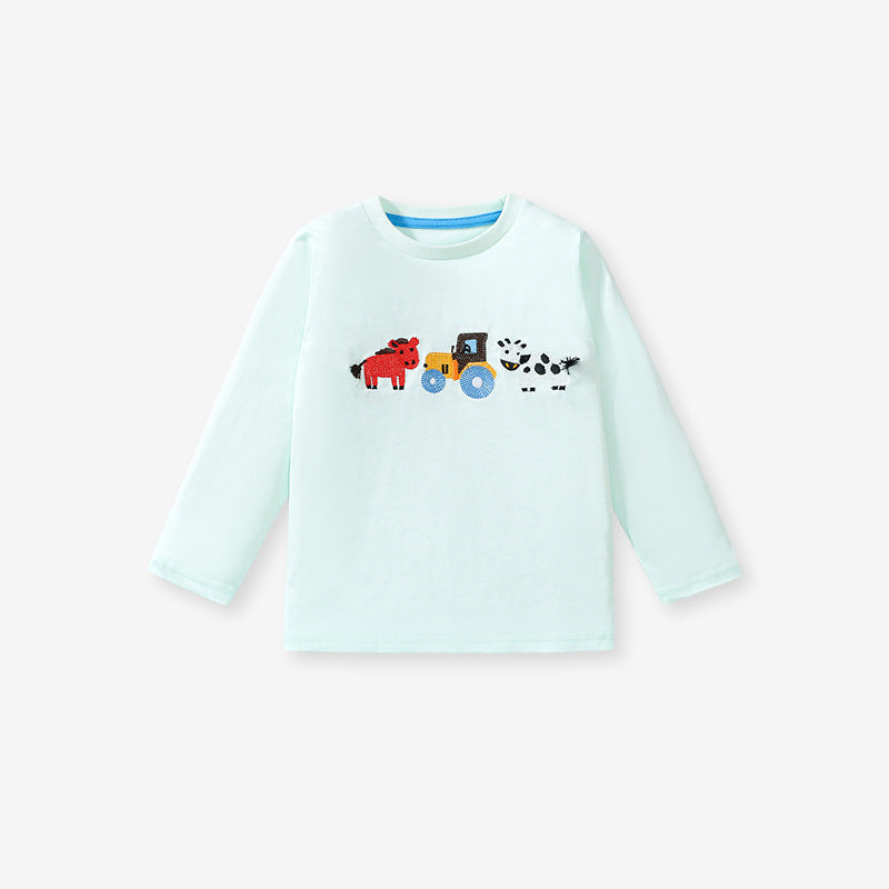 Arrival Autumn Boys’ Animals And Truck Cartoon Pattern Long Sleeves T-Shirt In European And American Style For Summer