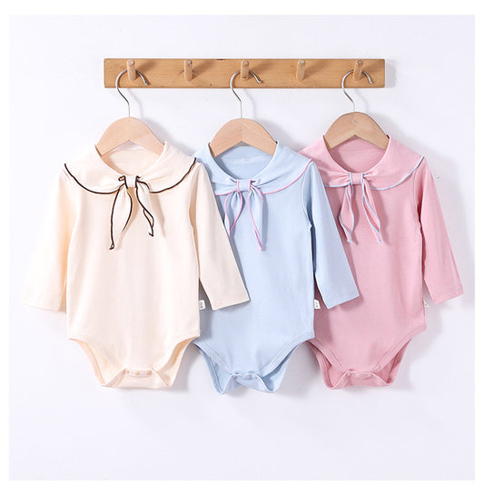 Spring New Arrival Baby Girls Long Sleeves Navy Collar Onesies Bodysuits