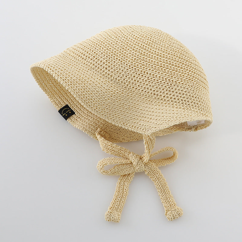 Summer Trendy Straw Hat For Girls, Baby Girl Sun Hat, Thin And Hollowed-Out Design Fisherman Hat