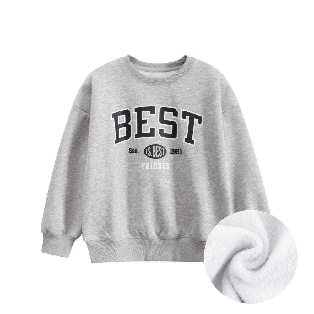 Arrival Fleece-lined Pullover Hoodie with Letter Design for Big Boys