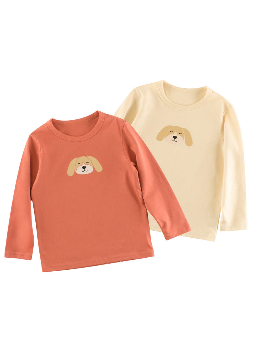 Arrival Kids Girls Cute Puppy Print Crew Neck Long Sleeves Shirt