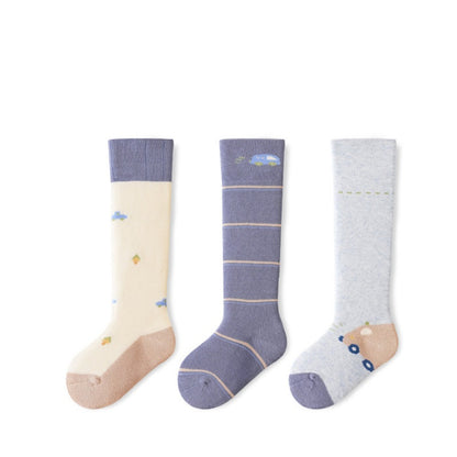 Winter/Autumn Pairs Baby Over-the-Knee Color Patchwork Socks in Combed Cotton for Warmth and Comfort