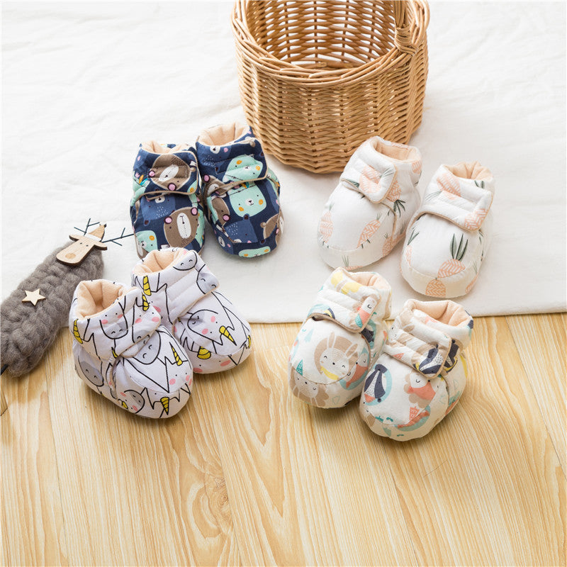 Winter Hot Selling Baby Animals Cartoon Print Fleece-lined Cotton Shoes