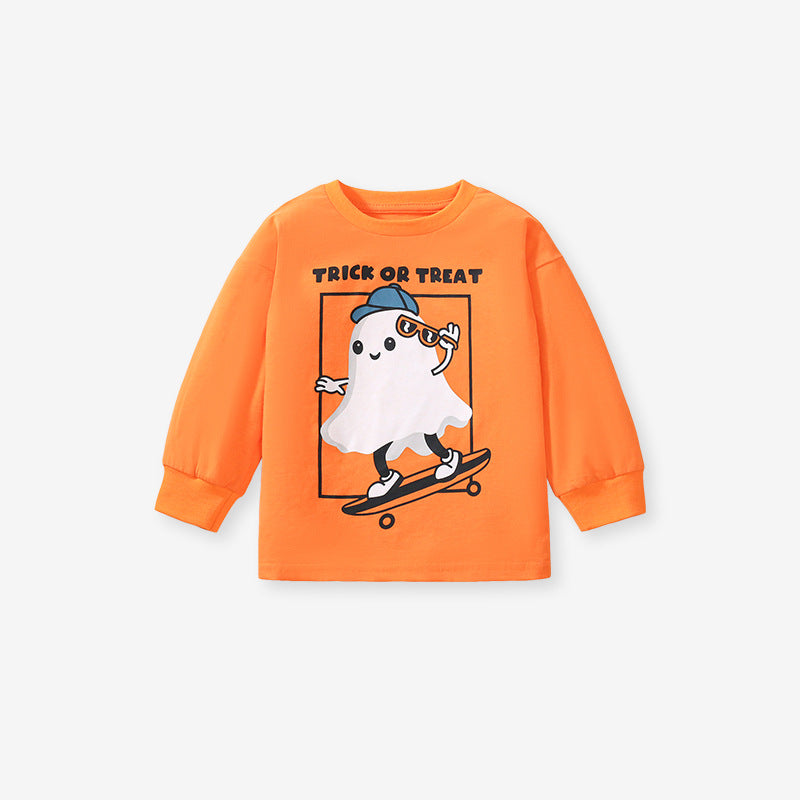 Arrival Autumn Kids’ Long Sleeves Little Ghost Pattern T-Shirt In European And American Style For Summer