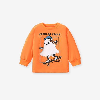 Arrival Autumn Kids’ Long Sleeves Little Ghost Pattern T-Shirt In European And American Style For Summer