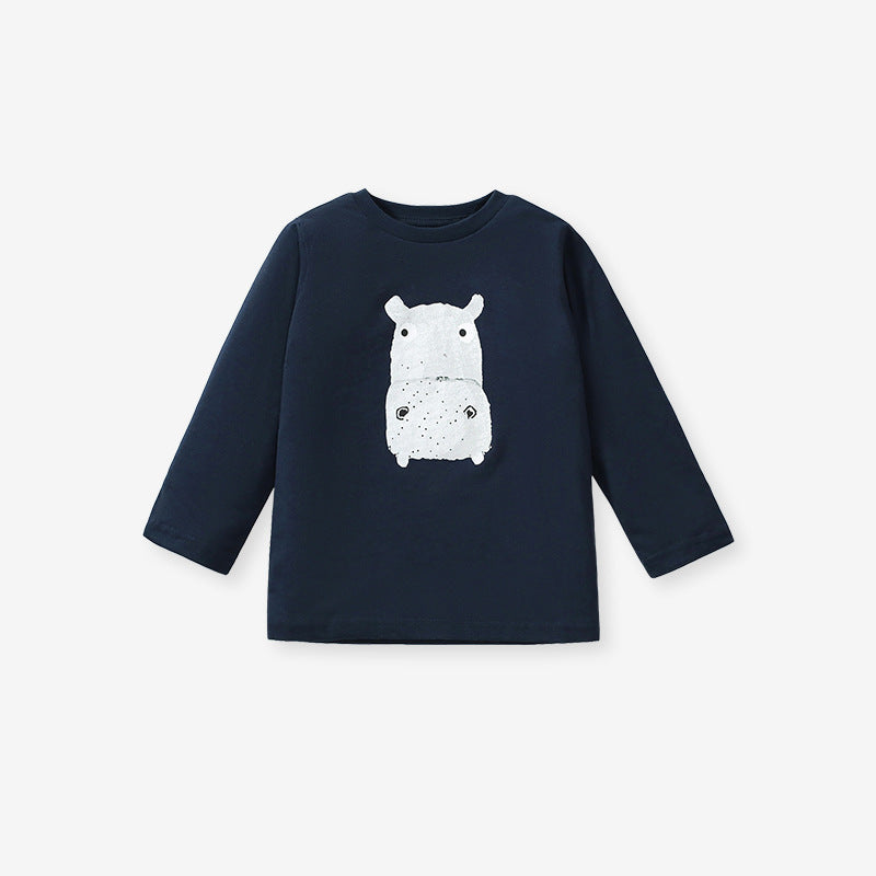 Arrival Autumn Kids’ Long Sleeves Cute Cartoon Animals Pattern T-Shirt In European And American Style For Summer