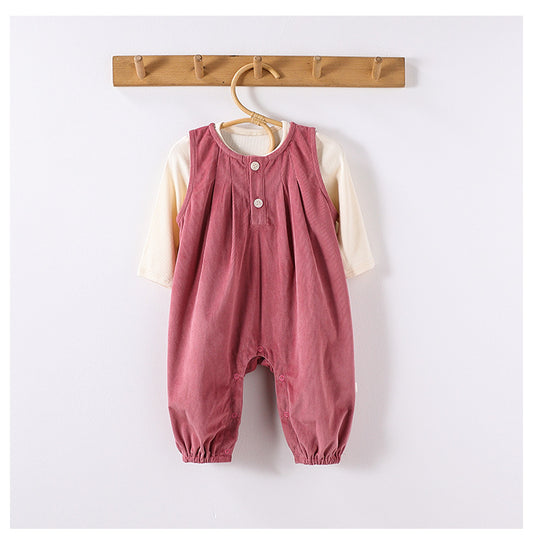 Autumn Baby Kids Girls Cute Rabbit’s Ears Design Crew Neck Top and Overalls Clothing Sets