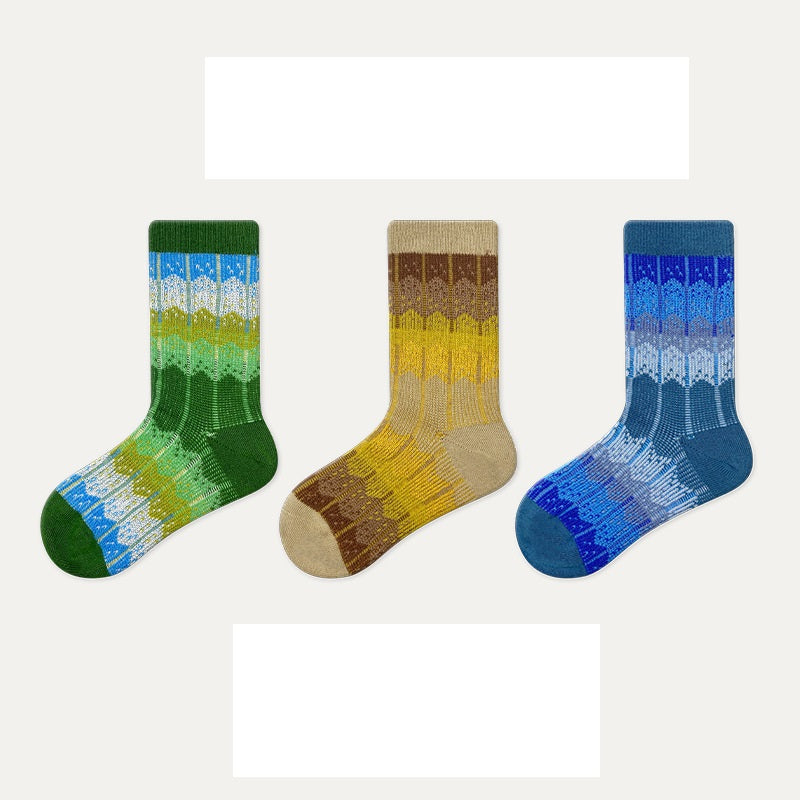 Kids Unisex Vintage Pattern Comfortable Crew Socks Set