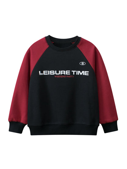 Arrival Casual Kids Letters Pattern Crew Neck Long Sleeves Warm Cozy Pullover