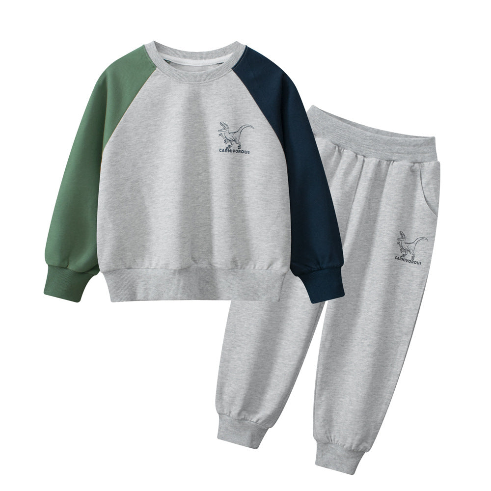 Arrival Autumn Boys Long Sleeves Dinosaur Print Pullover and Versatile Pants – Matching Set