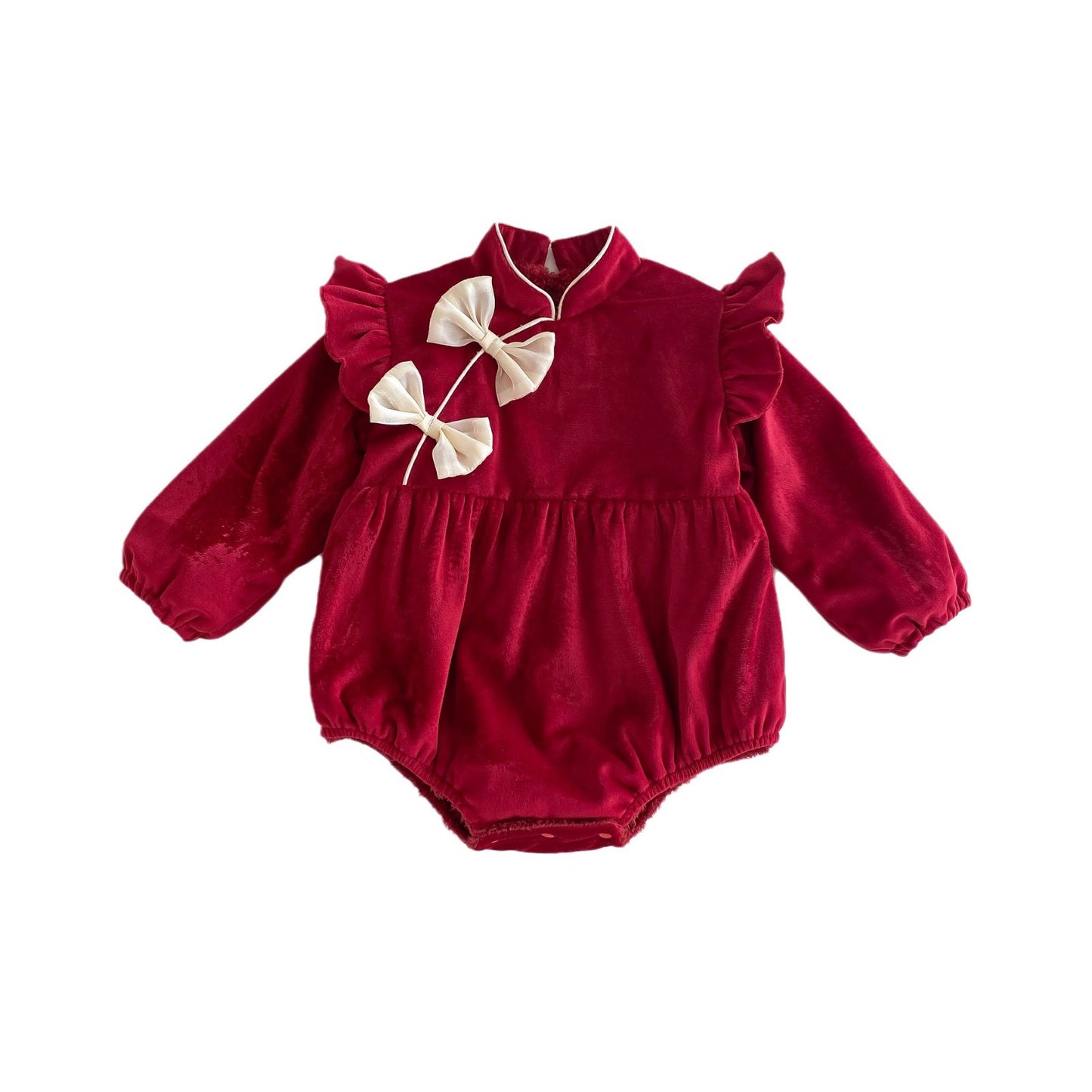 Autumn and Winter New Arrival Baby Girls Long Sleeves Stand Collar Cozy Onesies Bodysuits