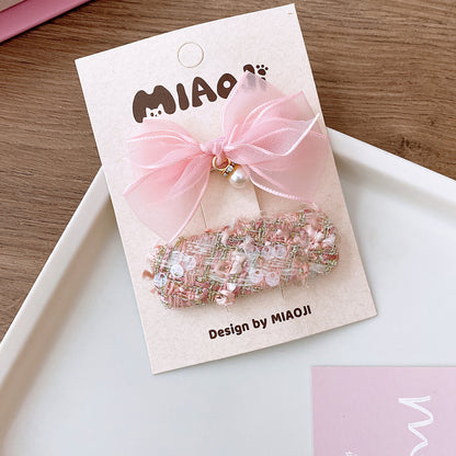 Nueva colección de pinzas para el pelo con forma de mariposa, dulces y versátiles, en tonos rosados 