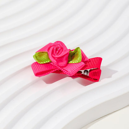 Girls’ Baby Woven Ribbon Bow Mesh Flower Hair Clip for Gentle Hair Clipping