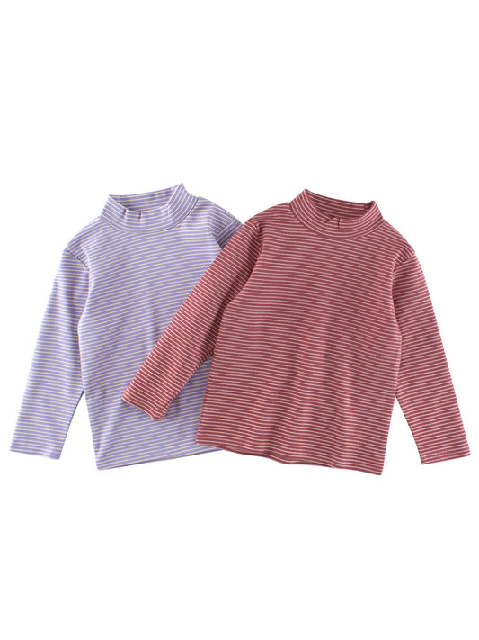 Autumn Baby Kids Girls Striped Long Sleeves Turtle Neck Top Pullover