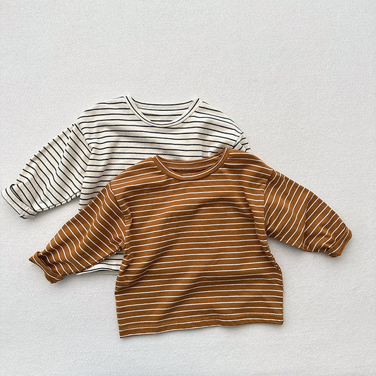 Spring Arrival Kids Unisex Soft Comfortable Long Sleeves Striped Top